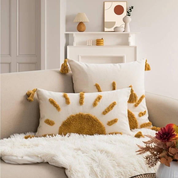 Other - 2pc Tufted Sun with Tassels Cushion Cover (Case Only)